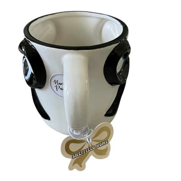 Sheffield Home Hand Painted Large Black Bow Embossed Mug Set of 2 White New - Picture 8 of 15